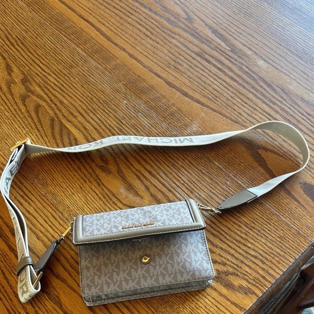 Michael Kors Logo Patterned Crossbody in Gray